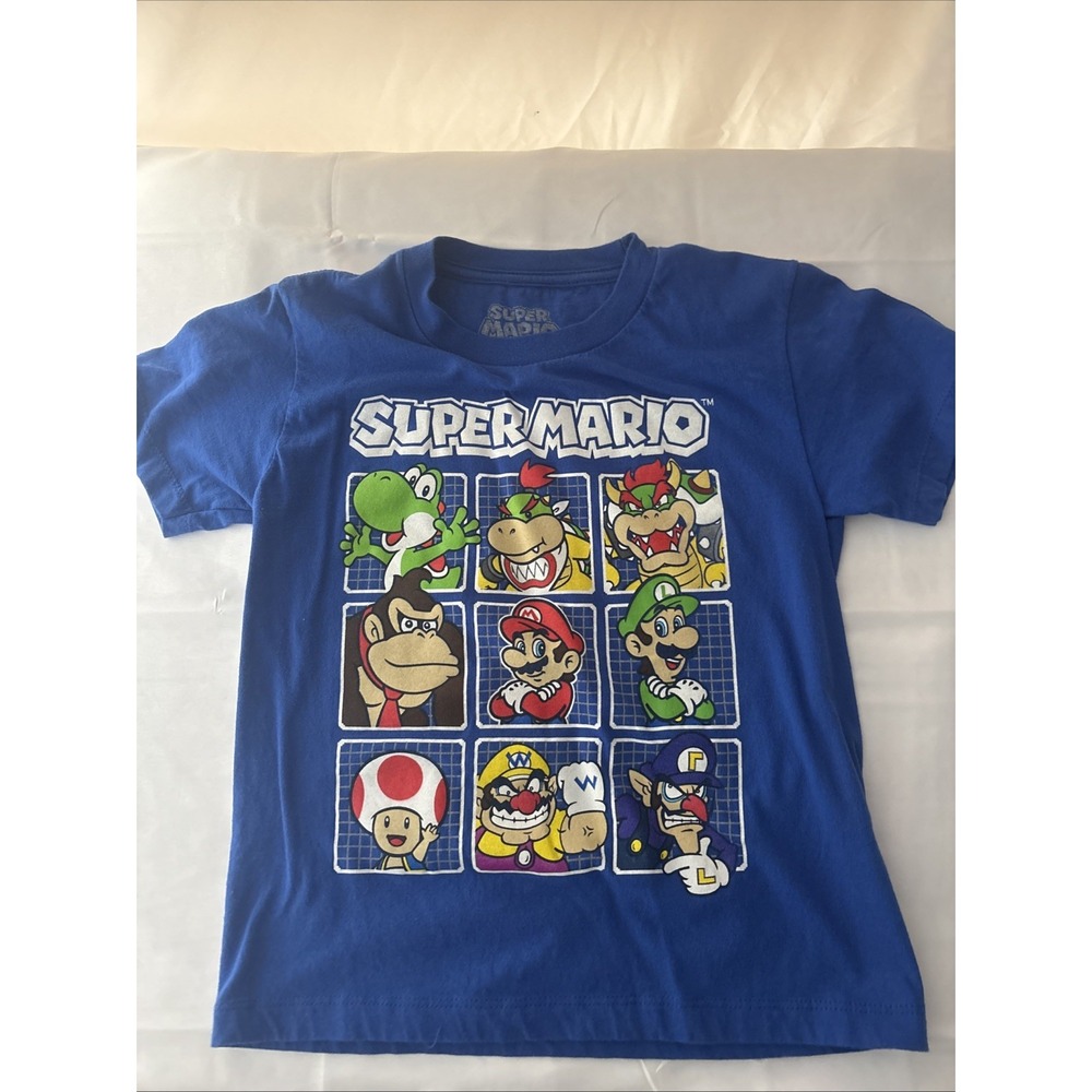 Super Mario Youth T-Shirt XS 6/7 100% Cotton Yoshi Koopa Wario Luigi Toad
